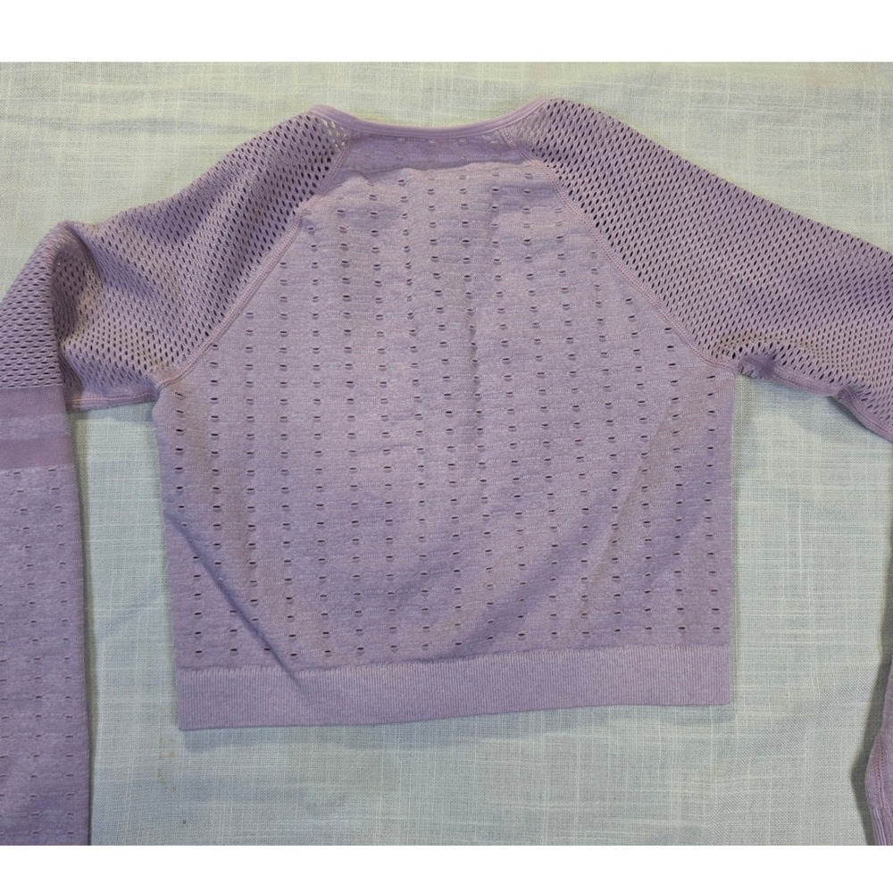 Purple Seamless Full Zip Cropped Performance Jacket Mesh Vent Athletic Top - Picture 7 of 8